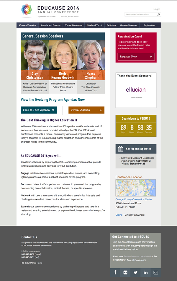 Home Page for the EDUCAUSE 2014 Annual Conference